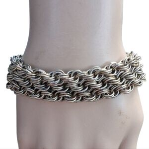 VINTAGE 1960s GOLDETTE GOLDTONE TEXTURED TRIPLE CHAIN BRACELET